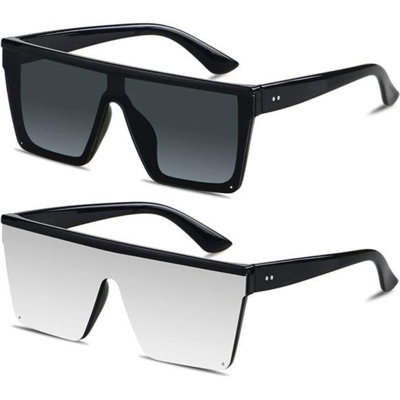 Square Oversized Sunglasses Women Men Big Flat Top Shield Large UV Protection - Picture 1 of 6